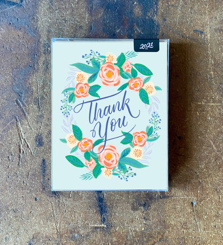 Boxed Notecards, Blue Florals Thank You Set/6