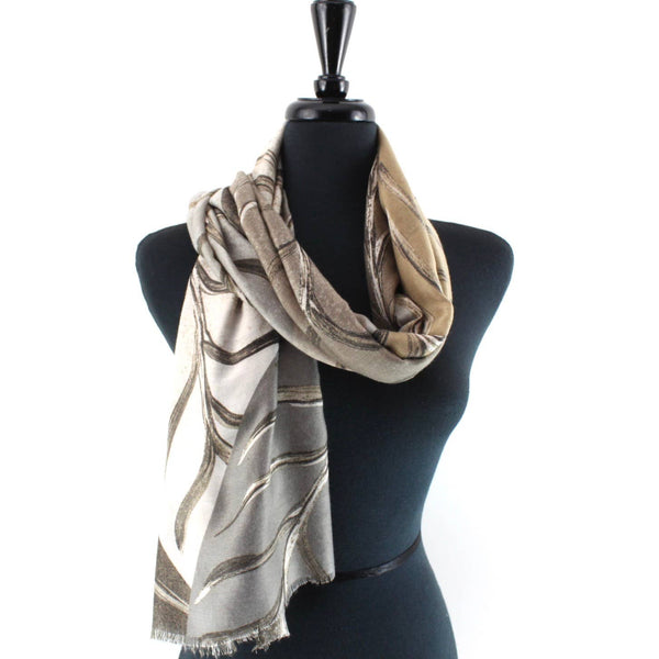 Scarf, Fall Print, Taupe