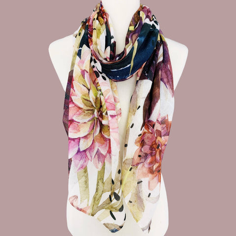 Scarf, Burgundy-Multi Floral