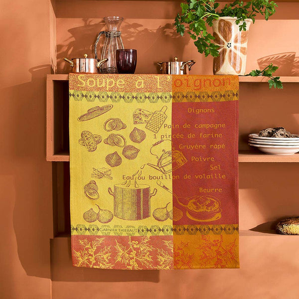 French Jacquard Tea Towels - Soupe A L'Oignon Rouille