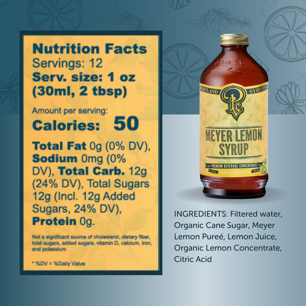 Bar/Beverage Mixer: Meyer Lemon Syrup 12oz