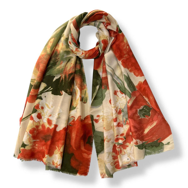 Scarf, Autumn Bloom Watercolour Floral