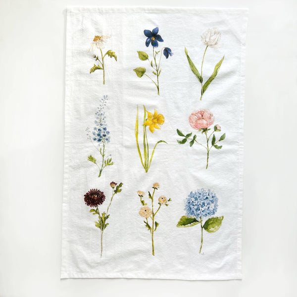 Tea Towel, Flour Sack Garden Flowers