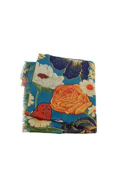Scarf, Floral Toadstool Turquoise