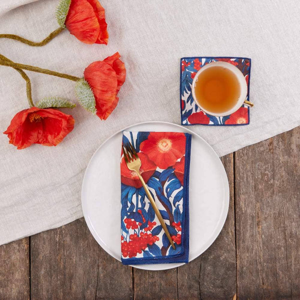 Icelandic Poppies blu Dinner Napkin, Set/8