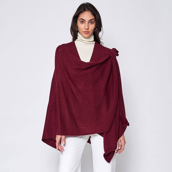 Ruana with Shoulder Strap,Burgundy