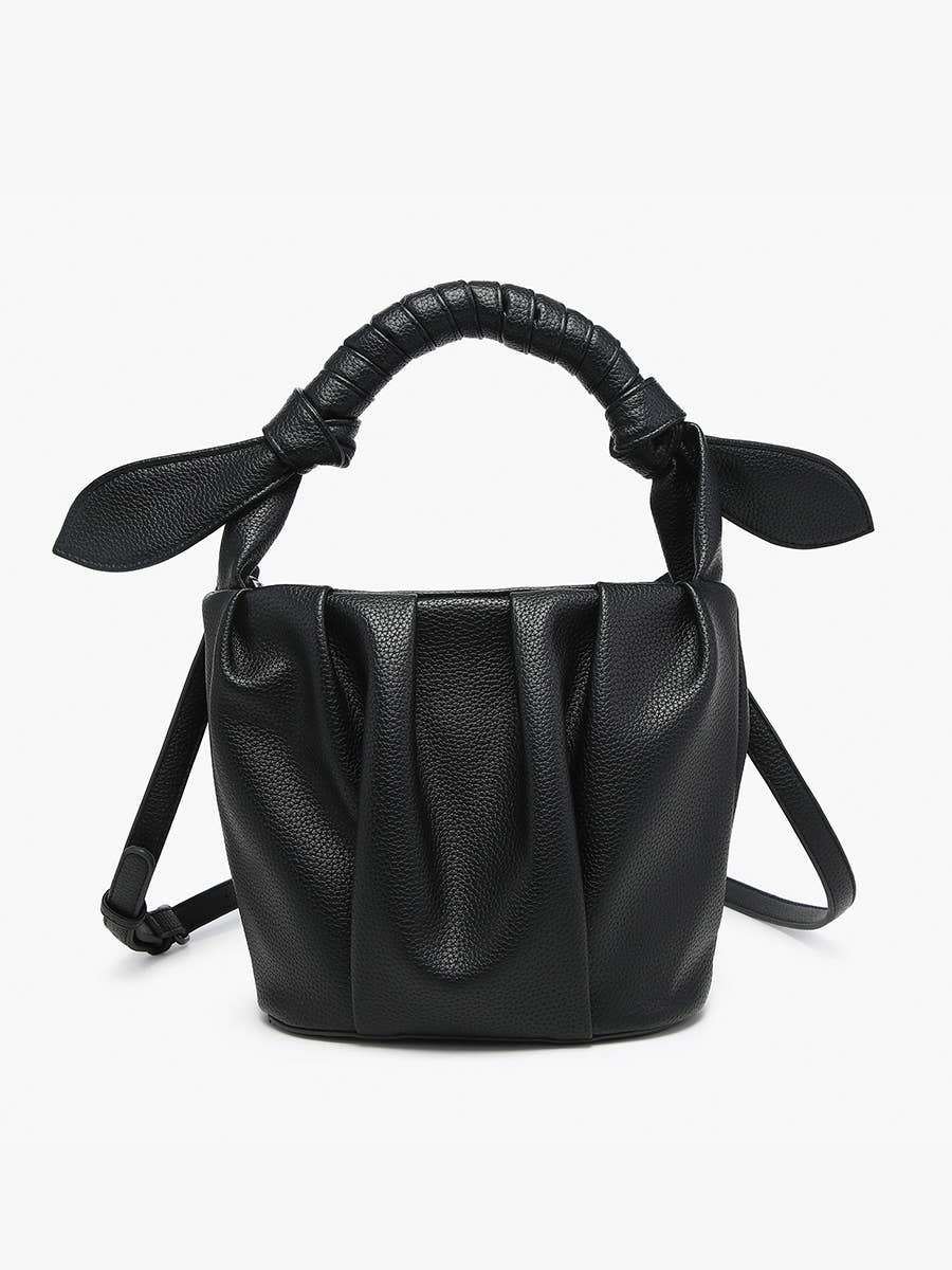Bucket Bag Lacey Pleated w/ Twisted Handle: Black