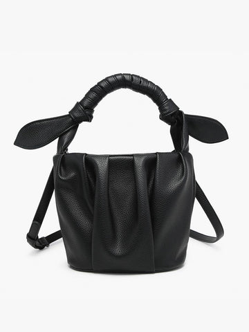 Bucket Bag Lacey Pleated w/ Twisted Handle: Black