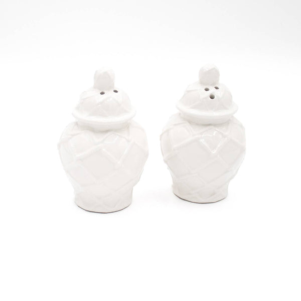 White Textured Jar Salt or Pepper Shaker