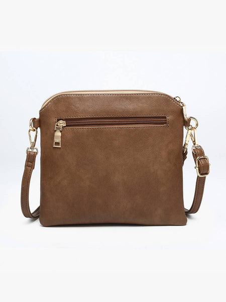 Crossbody, Tara Corduroy Dual Zip : Khaki/Brown