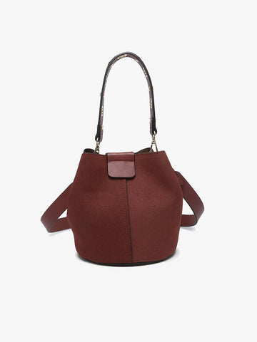 Bucket Bag, Farrah Suede w/ Handle & Inner Bag: Wine