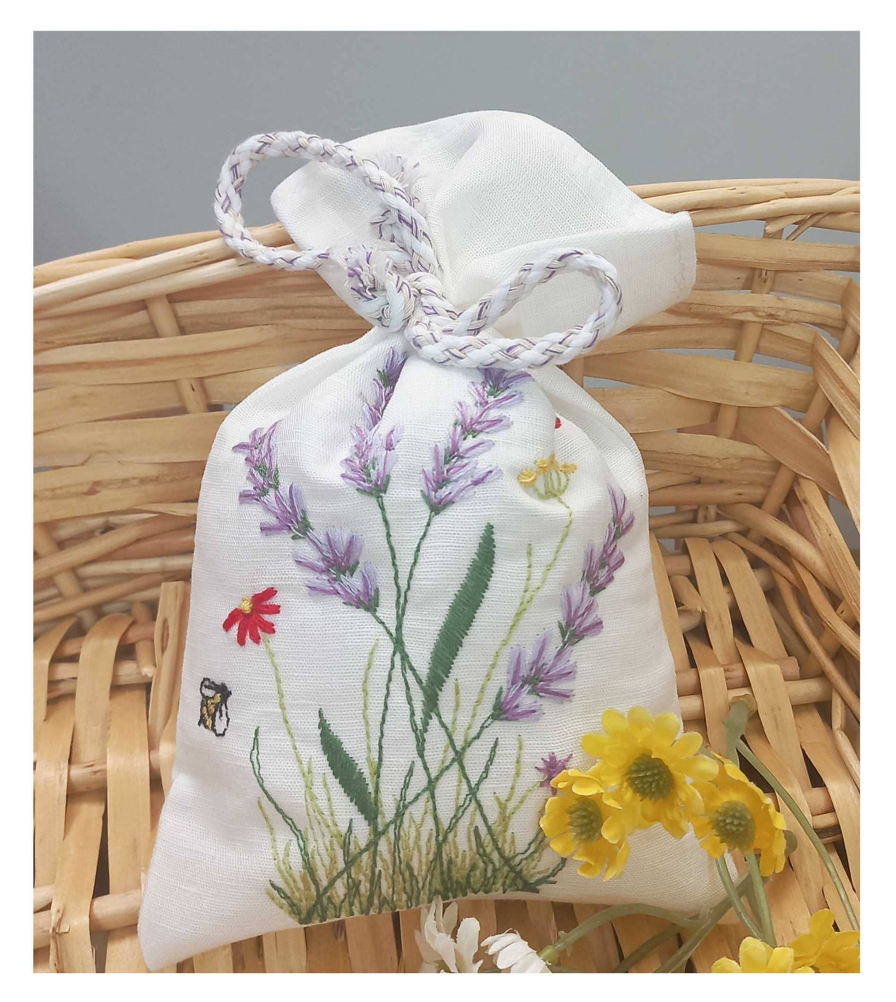 Sachet, Embroidered - Lavender Fields