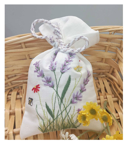 Sachet, Embroidered - Lavender Fields