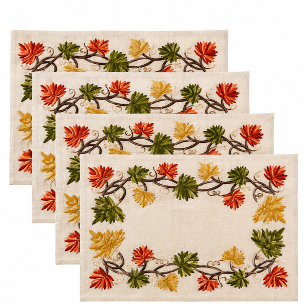 Placemat, Autumn Leaf Embroidered