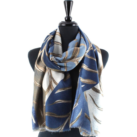 Scarf, Fall Print, Blue