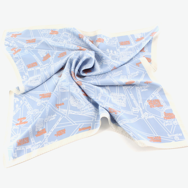 Scarf, Square Paris Map in Light Blue (21x21)