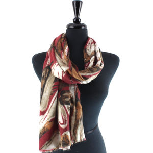 Scarf, Fall Print, Red