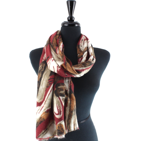 Scarf, Fall Print, Red