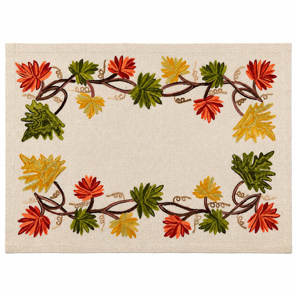 Placemat, Autumn Leaf Embroidered