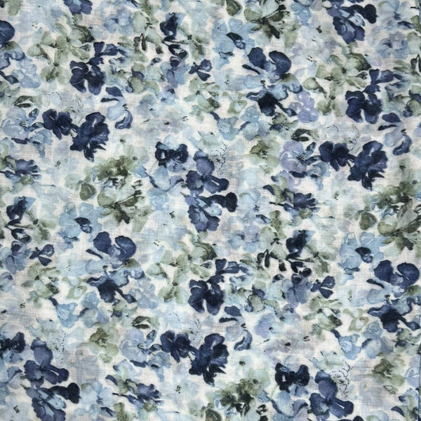 Scarf, Sweat Pea Flower Print Blue