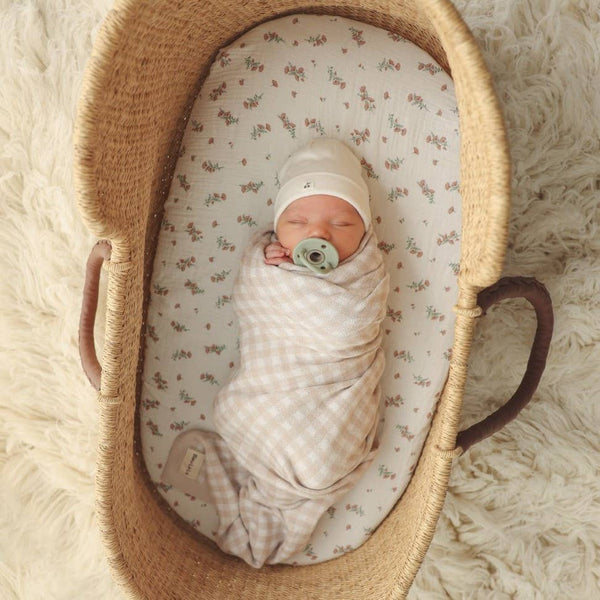 Baby Blanket, 100% Cotton Swaddle Receiving Plaid Pink