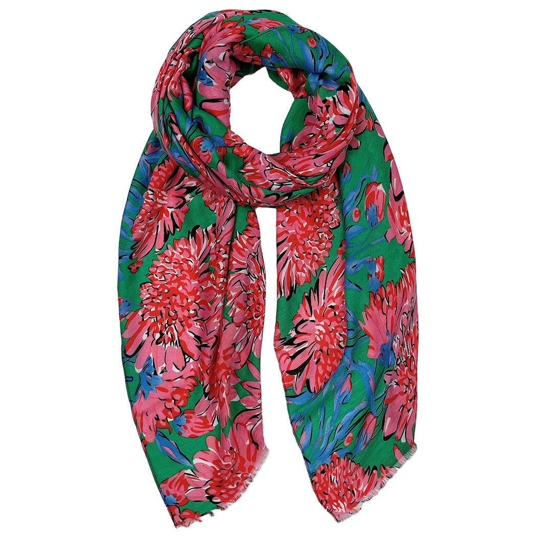Scarf, Vibrant Floral Green/Pink