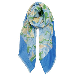 Scarf, Swirl Floral Print Blue