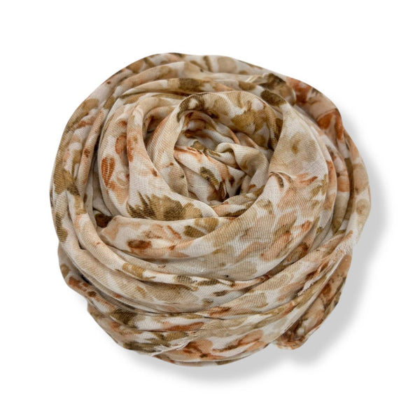 Scarf, Sweat Pea Flower Print Beige