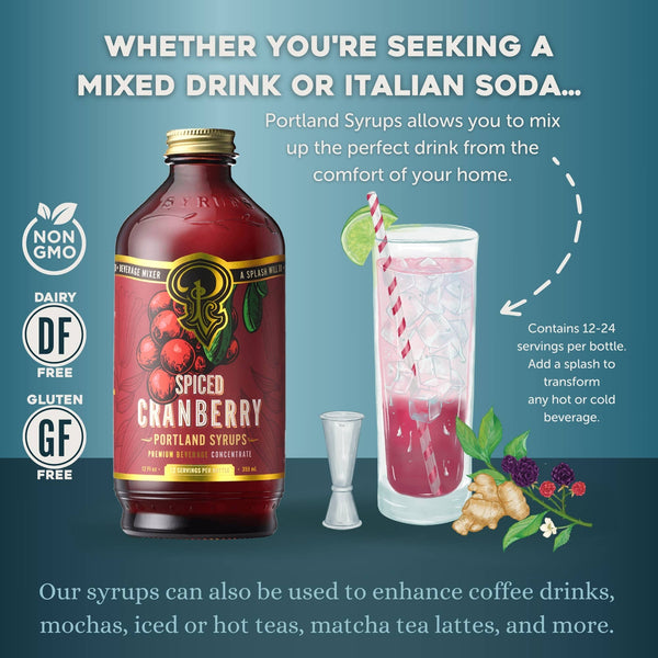 Bar/Beverage Mixer: Spiced Cranberry Syrup 12 oz