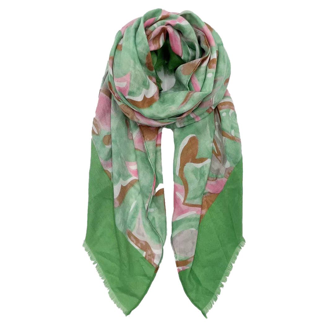 Scarf, Swirl Floral Print Green