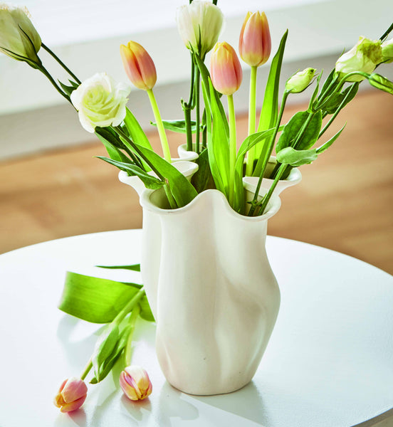 Vase, Organic Swirl Edge Ivory Stoneware