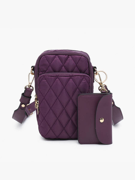 Crossbody, Parker Quilted w/ Pouch: Dark Plum