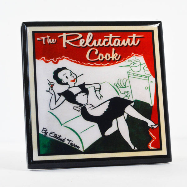 Coaster Set, Funny Vintage Cookbook Cover Kitchen