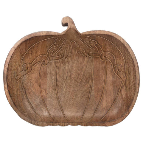 Tray, Engraved Pumpkin Mango Wood