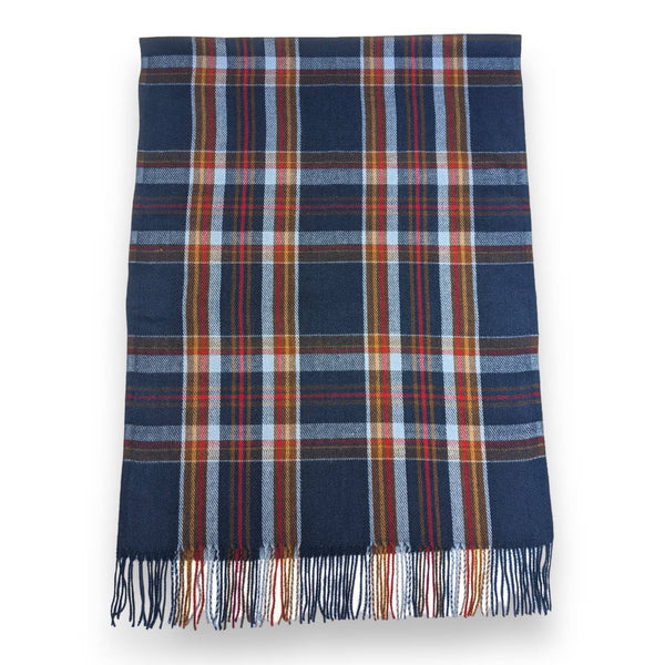 Scarf, Tartan Woven w/Tassels: Blue