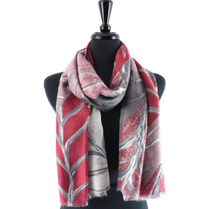 Scarf, Fall Print, Red/Pink