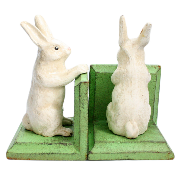 Bookend, Bunny Cast Iron - White