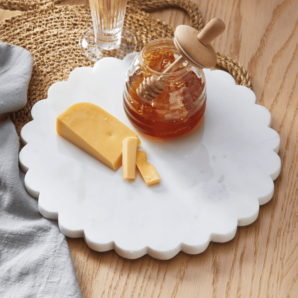 Scalloped Round Marble Board White