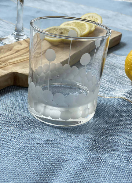 Glass, Moroccan Cocktail Glass w/ Etched Bubbles 14oz