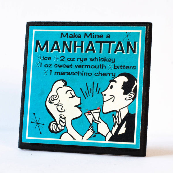 Coaster Set, Retro Cocktail Recipe Drink