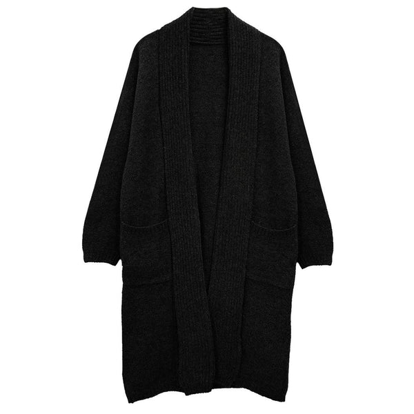 Cardigan, Long Knitted Shawl, One Size Black