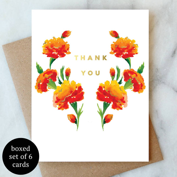 Boxed Cards, Marigold Thank You Set/8