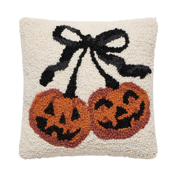 Pillow, Pumpkin Cherries Hook 10x10