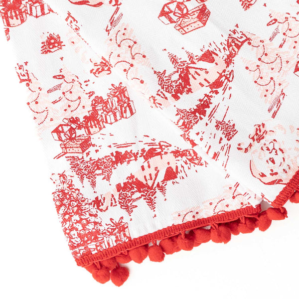 Santa Toile Tassel Kitchen Towel Set/2