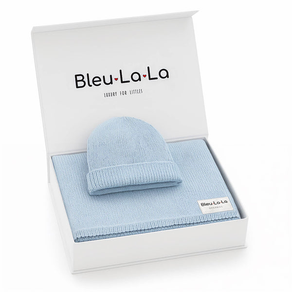 Baby Blanket Set, Luxe - 100% Organic Sky Blue