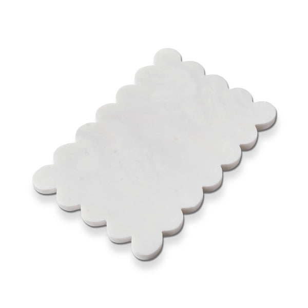 Scalloped Rectangle Marble Board White