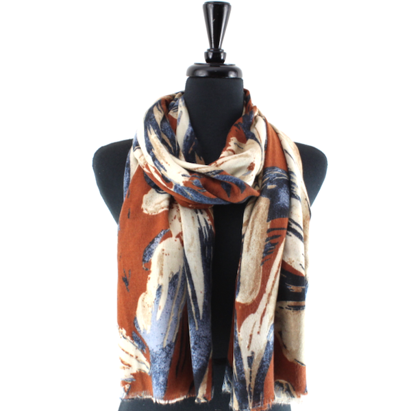 Scarf, Fall Print, Red