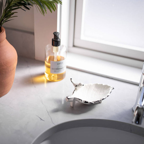 Trinket Tray White Cast Iron Bird