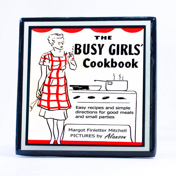 Coaster Set, Funny Vintage Cookbook Cover Kitchen