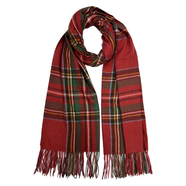 Scarf, Tartan Woven w/ Tassels: Red